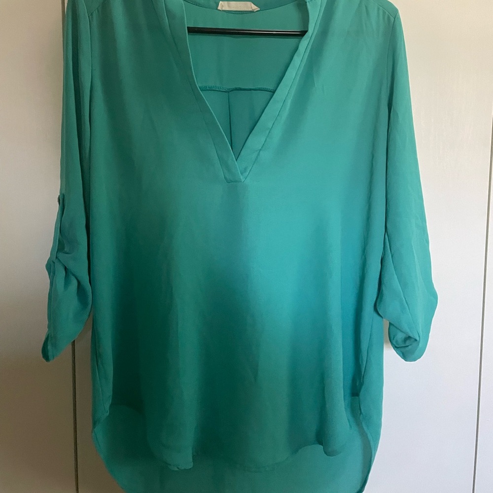 LUSH Boutique Teal 3/4 Sleeve Top